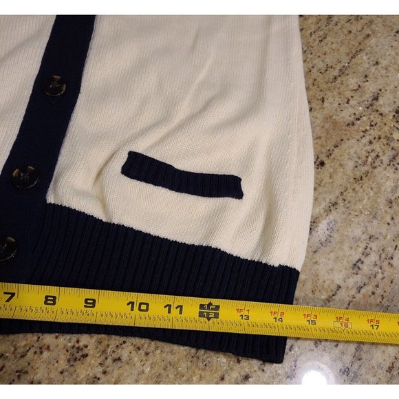 Tommy Hilfiger Womens Size M Cardigan Sweater Button Front Cream Blue - Picture 7 of 12